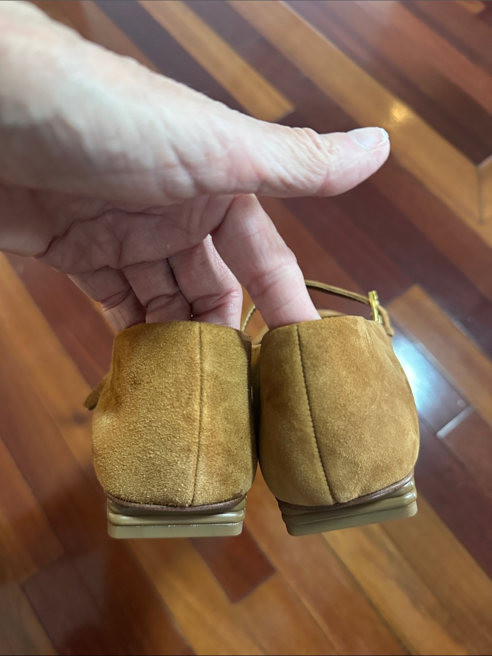 NEW Franco Sarto Tinsley Suede Mary Jane Flats Ballet Caramel Brown 7.5 - Picture 3 of 7